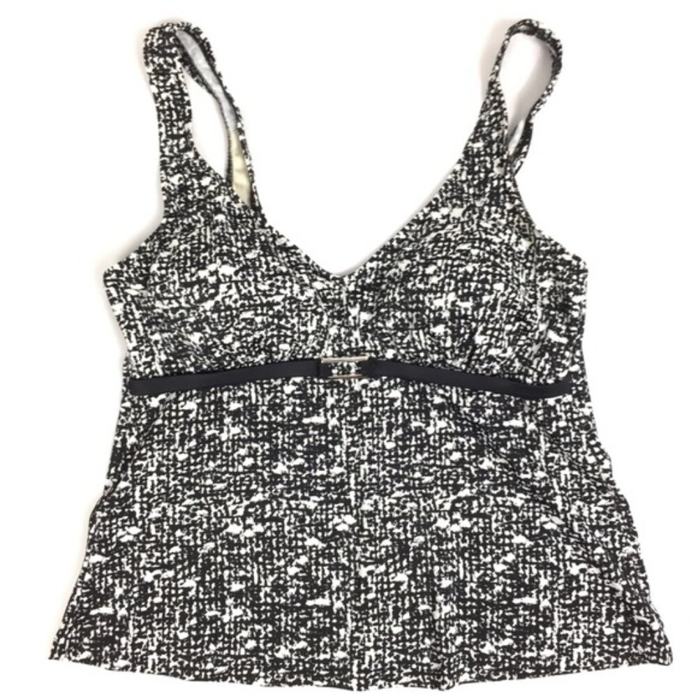 Maxine of Hollywood Tankini Swim Top Black and White Geometric Design Size 22W